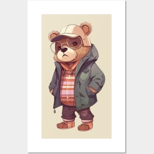 A cute teddy bear wearing street fashion Posters and Art